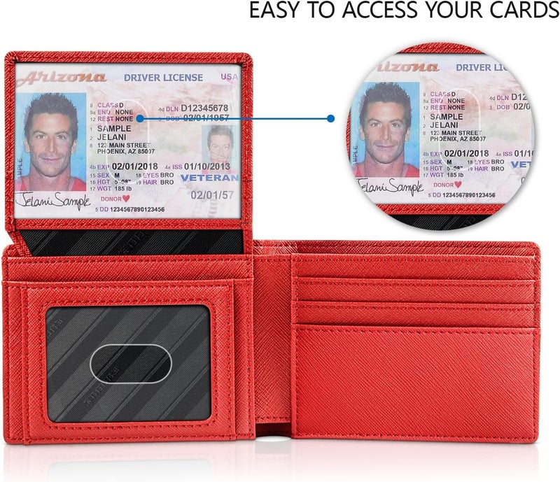 RUNBOX Wallet for Men Slim Rfid Leather 2 ID Window With Gift Box | Slim, Rfid, 2 ID Window, With Gift Box, Slim, Rfid - Image 2